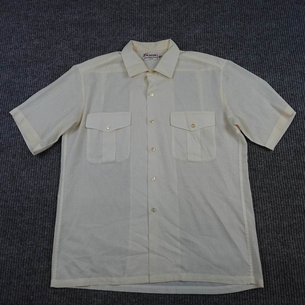Vintage McGregor Shirt Mens Medium White Solid Short Sleeve Made USA Pockets